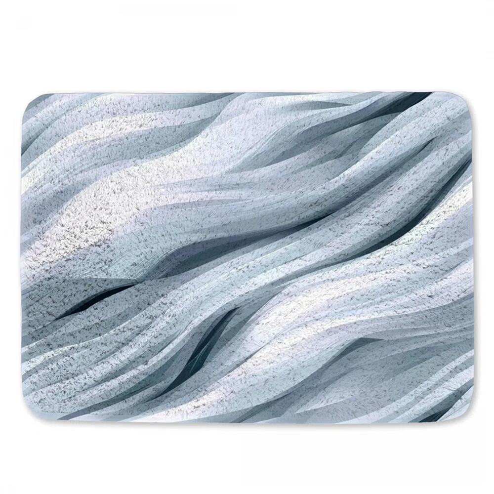 Grey Wavy Lines Bath Mat